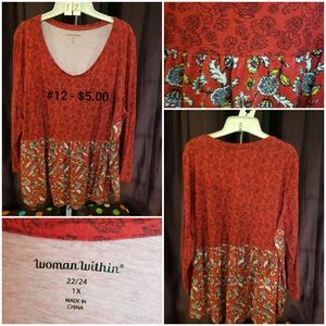 Red high waisted shirt